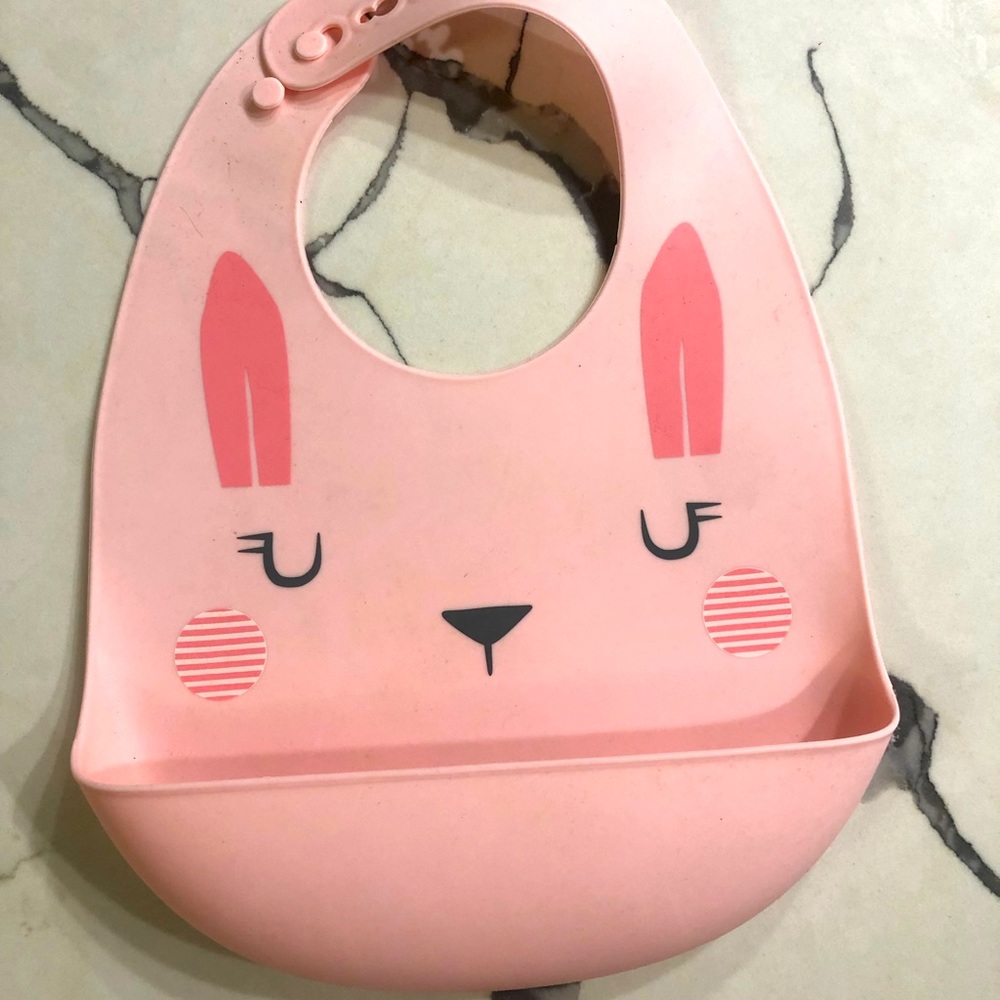 BABY BIB Silicone Pink Bunny Rabbit Face Cloud Island from Target